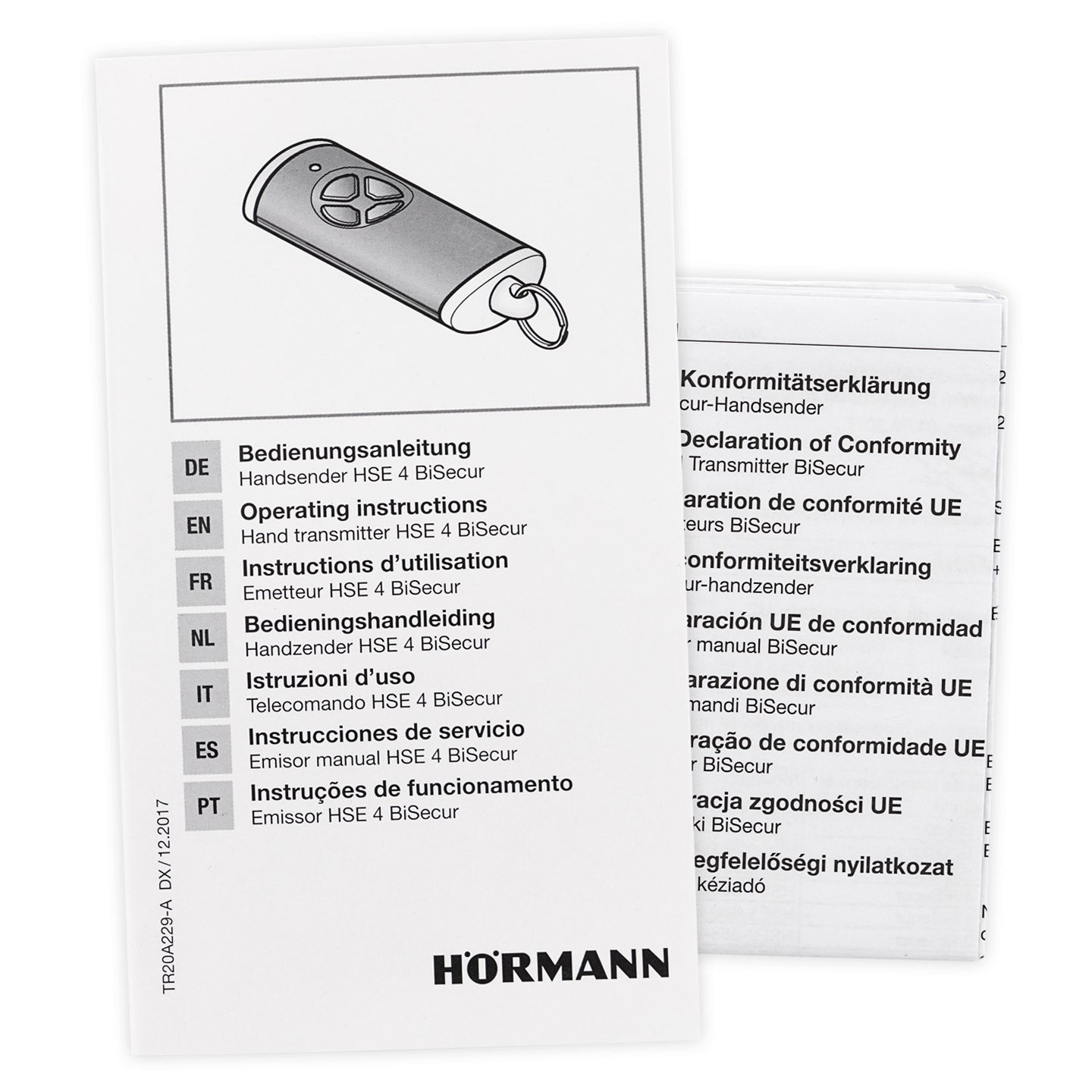 Télécommande Hörmann HSE 4, BiSecur, plastique structuré noir